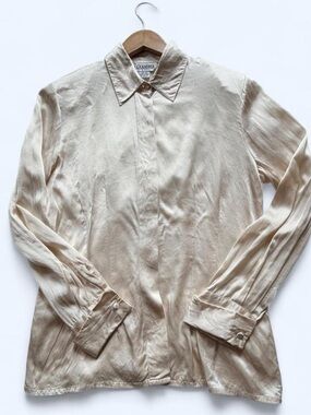Vintage Alexandria Ivory 100% Silk Blouse Size 10